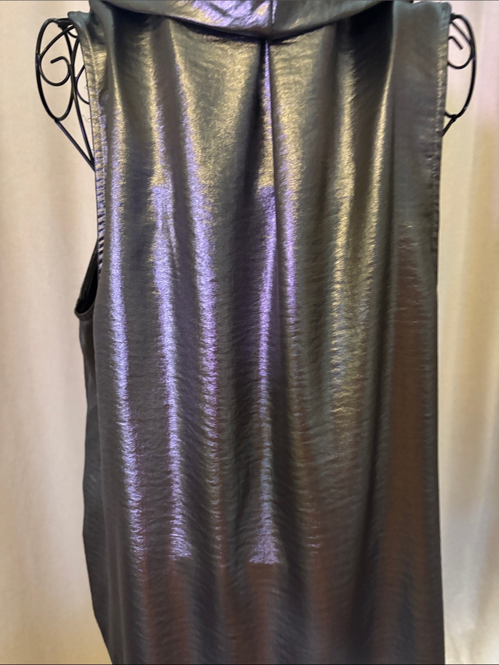 Vince Camuto Shimmery Black Draped Cowl Neck Sleeveless Camisole - Picture 7 of 10